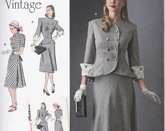 Simplicity 8242, Reproduction Sewing Pattern, 1940s Design Reissue, Jacket & Skirt, Sizes 20W - 28W, Unused
