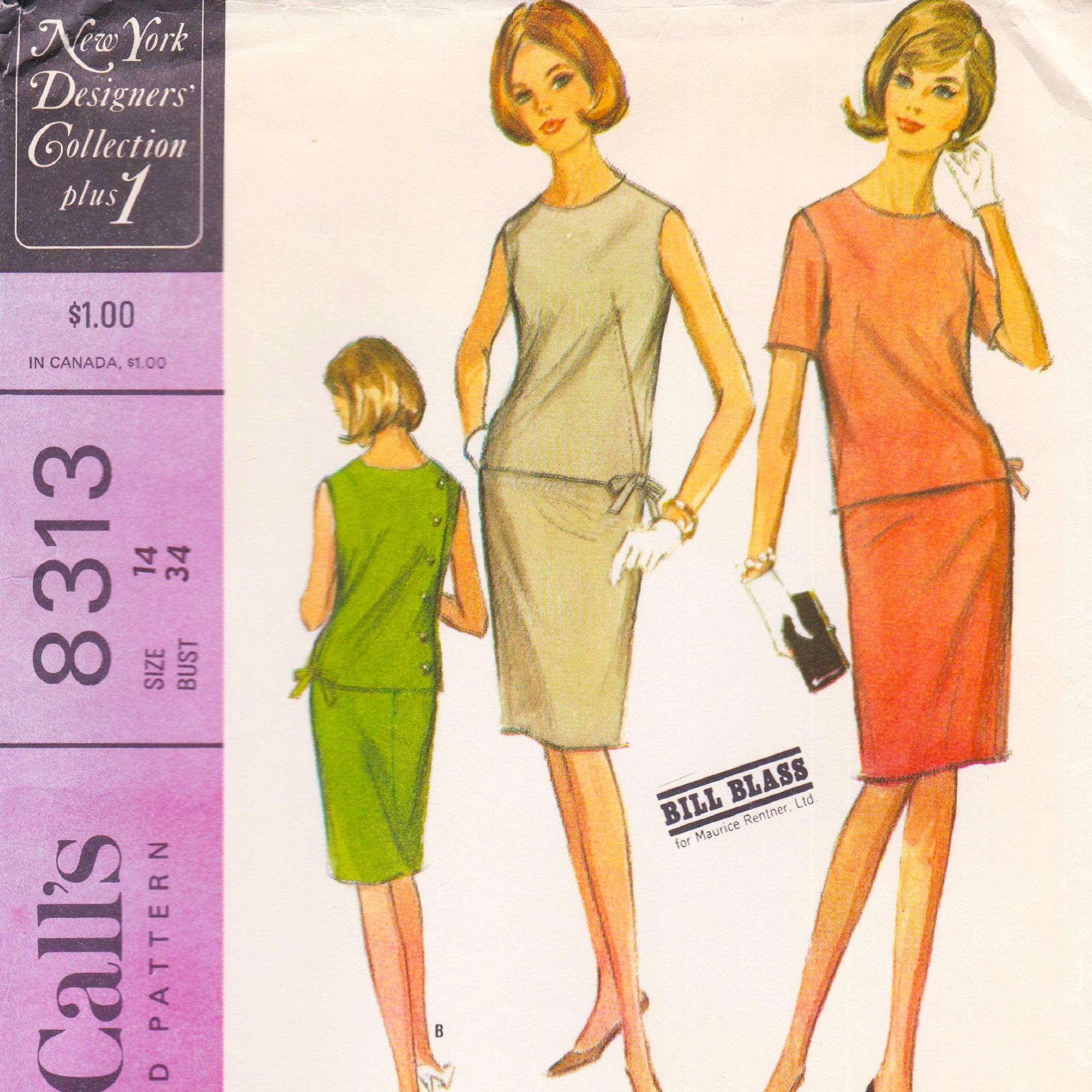 McCalls 8313  Vintage Designer Sewing Pattern By Bill Blass  Dress  Size 14 Bust 34  Unused