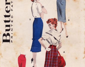 Butterick 7642, Vintage 1950s Sewing Pattern, 1 Yard Skirt, Waist 28