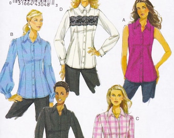 Vogue Basic Design 8598 Sewing Pattern Shirt Blouse Top Sizes 8 - 14 Uncut