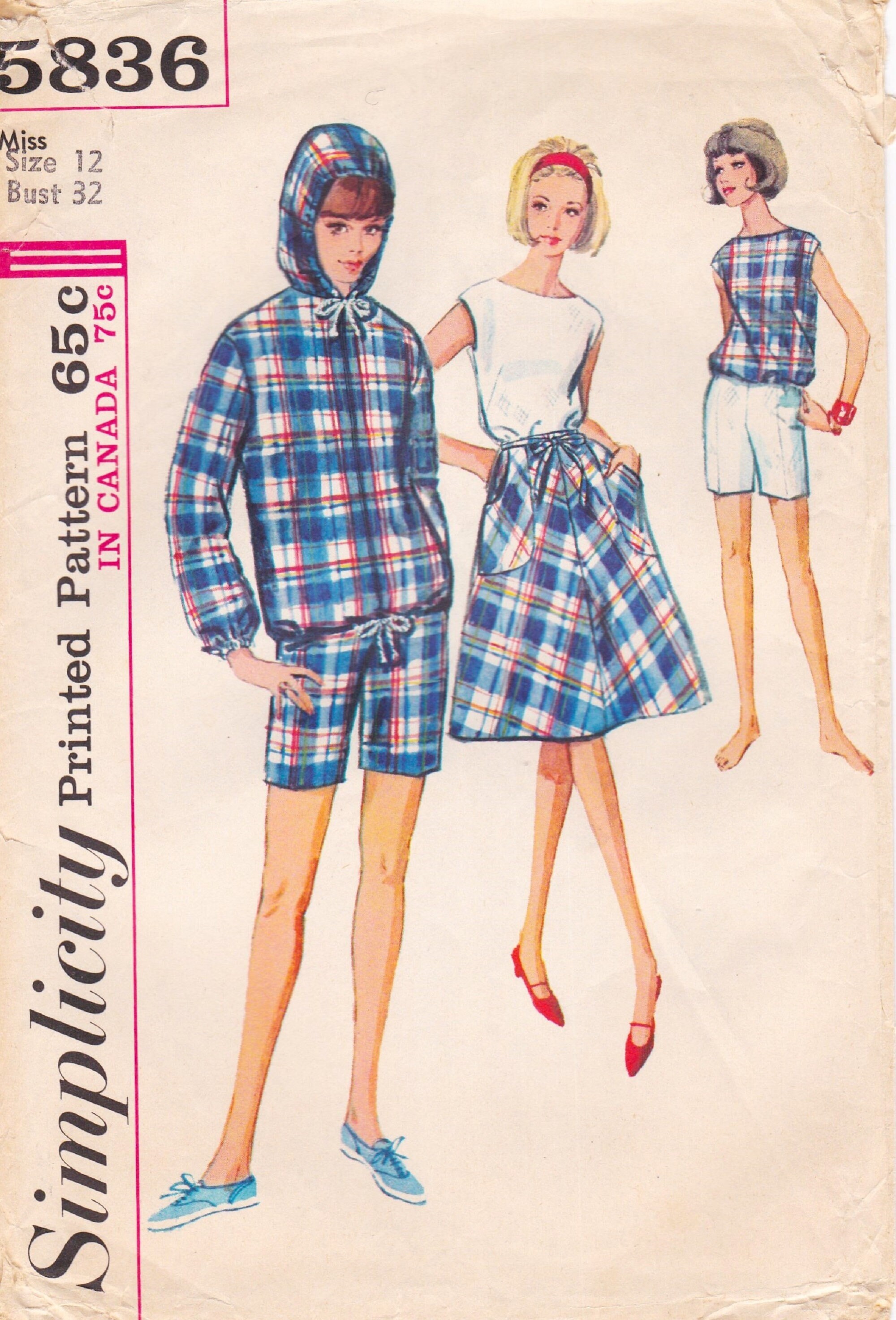 Simplicity 5836 Vintage 1960s Sewing Pattern Hooded Jacket