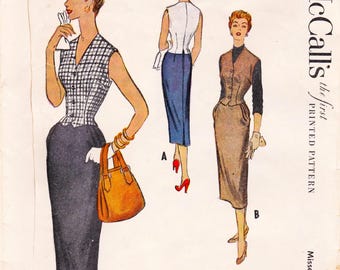 McCalls 9722 Vintage 1950s Sewing Pattern Skirt And Vest Size 14 Bust 32