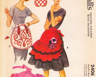 McCall 1278 1940年代のヴィンテージ縫製パターン（エプロン用転写付き