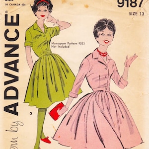 Advance 9187  Vintage 1950s Sewing Pattern  Dress Size 13 Bust 33