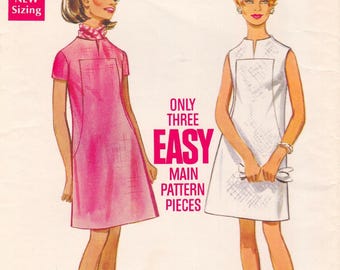 Butterick 5173 Vintage 1960s Sewing Pattern Dress Size 12 Bust 34