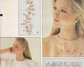 Vogue 8720 Vintage Sewing Pattern With Embroidery Transfer Blouse Shirt Top Sizes 14 16 18 Bust 36 38 40  Unused