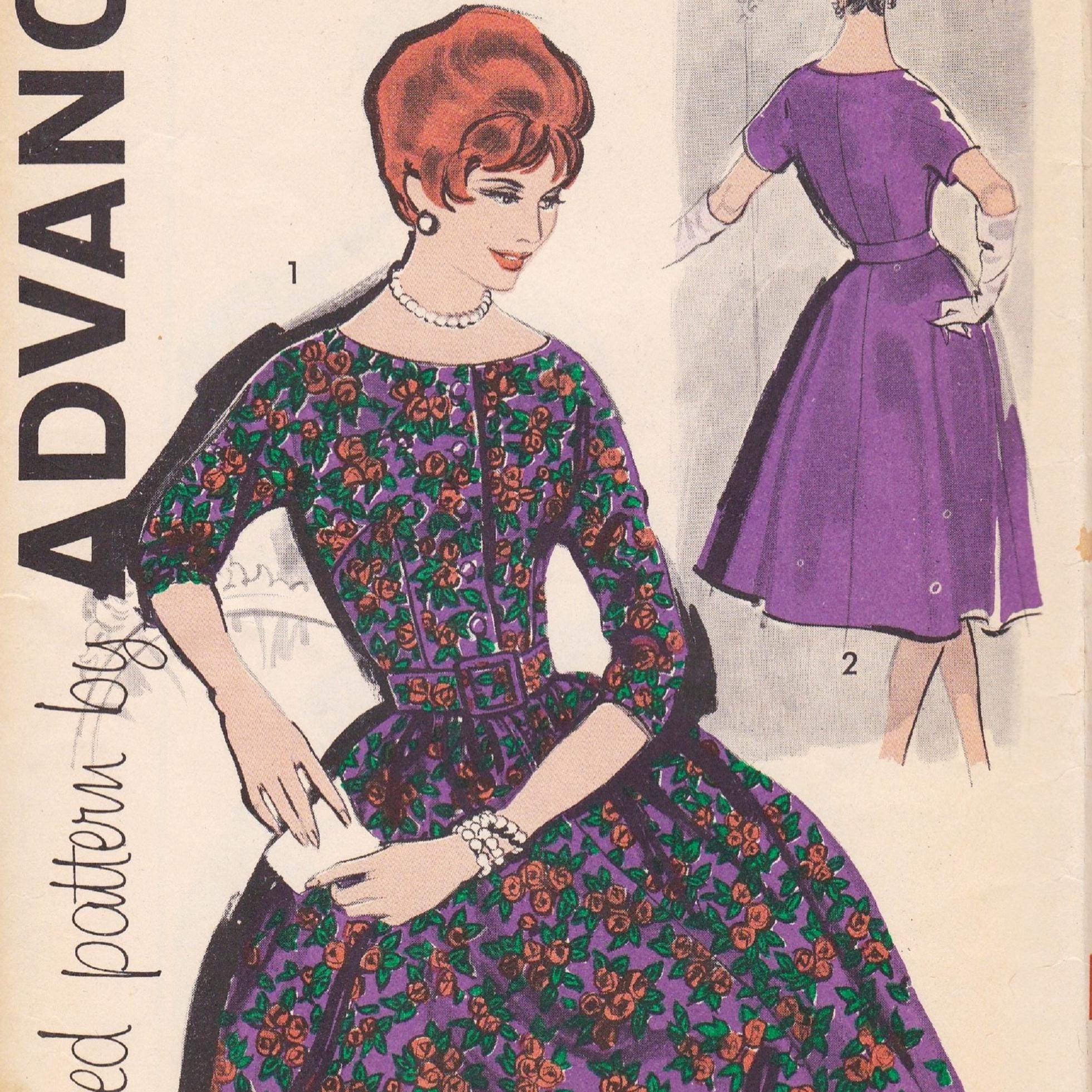 Advance 9619 Vintage 1960s Sewing Pattern Dress Size 12 Bust 32