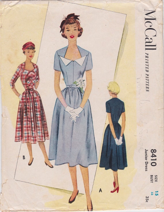 Mccall 8410 / Vintage 1950s Sewing Pattern / Dress / Size 15 | Etsy