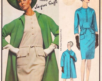 Vogue 1665, Vintage Jacques Griffe Sewing Pattern, Dress & Coat, Size 16 Bust 36 Unused