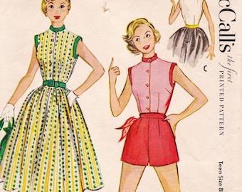 McCalls 9645 Vintage 1950s Sewing Pattern Skirt Top Shorts Size 14 Bust 32