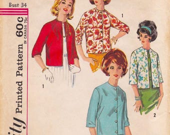 Simplicity 4848 Vintage Sewing Pattern Cardigan Jacket Size 14 Bust 34 Uncut