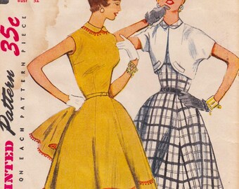 Simplicity 4671, Vintage 1950s Sewing Pattern, Dress & Bolero Jacket, Size 14, Bust 32, Unused