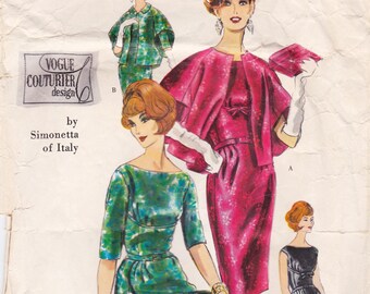 Vogue Couturier Design 1055, Vintage Simonetta Sewing Pattern, Dress & Jacket, Size 12 Bust 32