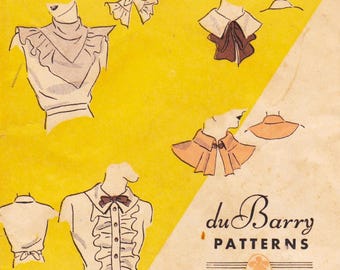 Du Barry 1028, Vintage 1930s Sewing Pattern, Dickey Collar Collection, Sizes 16 - 18 Unused