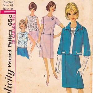 Simplicity 5793, Vintage Sewing Pattern, Skirt, Jacket & Overblouse, Size 42 Bust 44