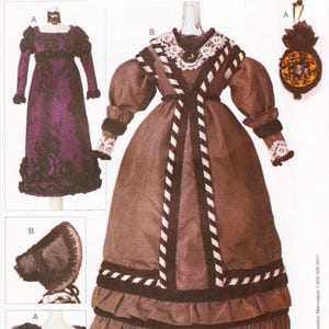Vogue Craft 7553  Fashion Doll Sewing Pattern By Linda Carr  Historical Costume Dress Gown Hat Bonnet Handbag  Unused