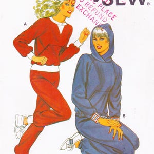 Kwik Sew 1230  Vintage Sewing Pattern  Pullover Top Sweatshirt Sweatpants Sweatsuit Athletic Wear  Sizes XS S M L   Unused