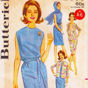 Butterick 2660  Vintage 1960s Sewing Pattern  Dress Jacket Scarf   Size 16 Bust 36  Unused
