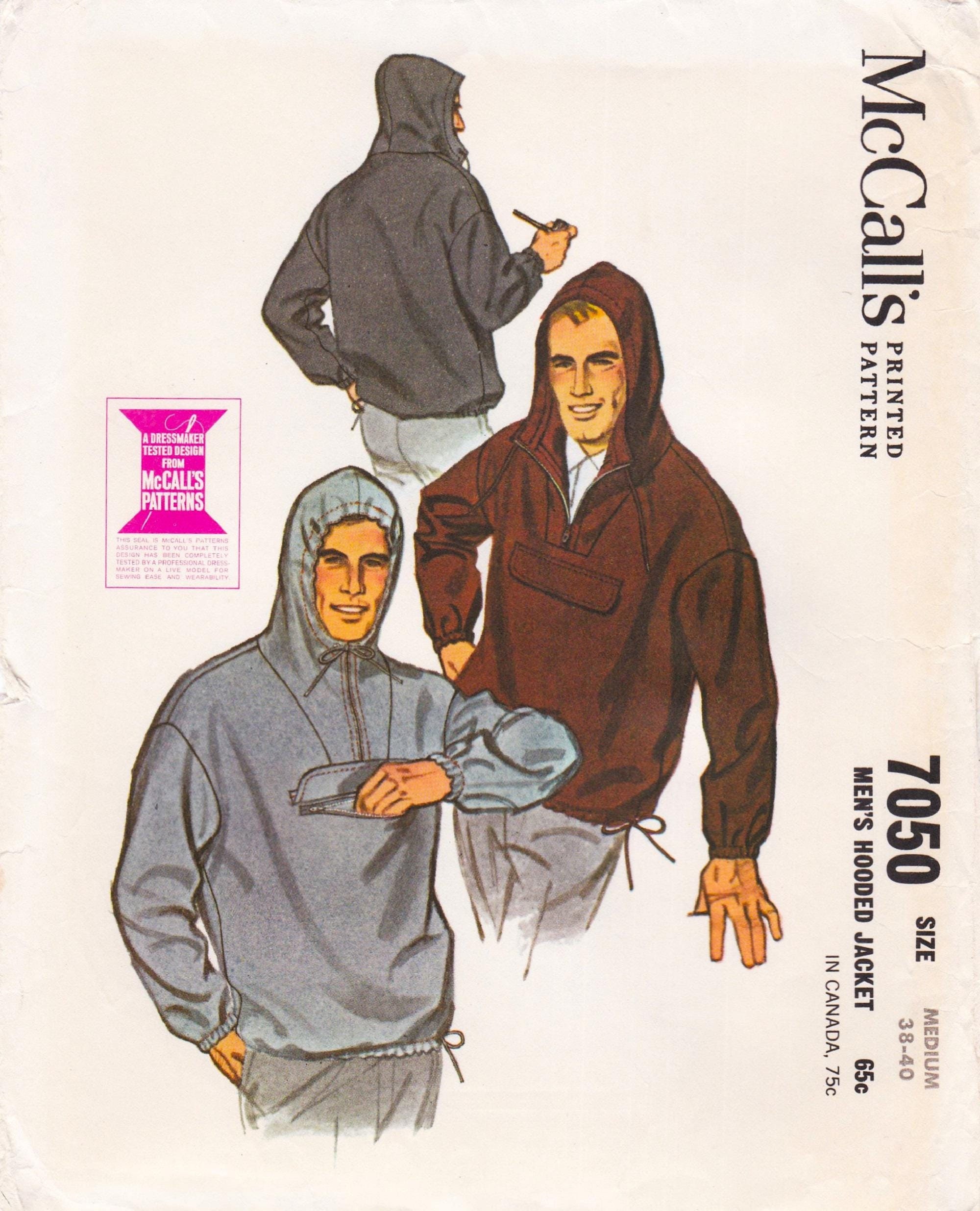 Mccalls 7050 Vintage 1960s Sewing Pattern for Men Mans Hooded