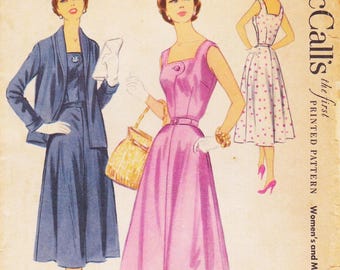 McCalls 3232 Vintage 1950s Sewing Pattern Dress & Jacket Size 16 Bust 34