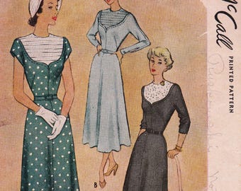 McCall 7720, Vintage 1940s Sewing Pattern, Dress, Size 16, Bust 34