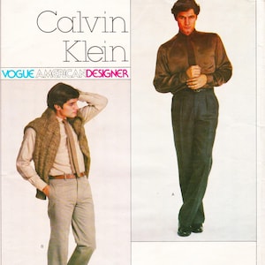 Vogue Men 2256, Vintage Calvin Klein Designer Sewing Pattern, Trousers, Pants, Size 32 Uncut