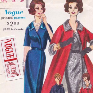 May include: Vintage Vogue printed pattern featuring illustrations of women's dresses and coats. The pattern includes the text "Vogue" and "special design" on a tag. The price is listed as $200.