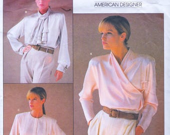 Vogue 1792, Vintage Designer Sewing Pattern By Calvin Klein, Blouse, Size 10 Unused
