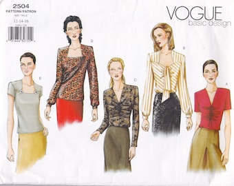 Vogue Basic Design 2504  Vintage Sewing Pattern  Blouse Shirt Top  Sizes 12 14 16  Bust 34 36 38  Unused