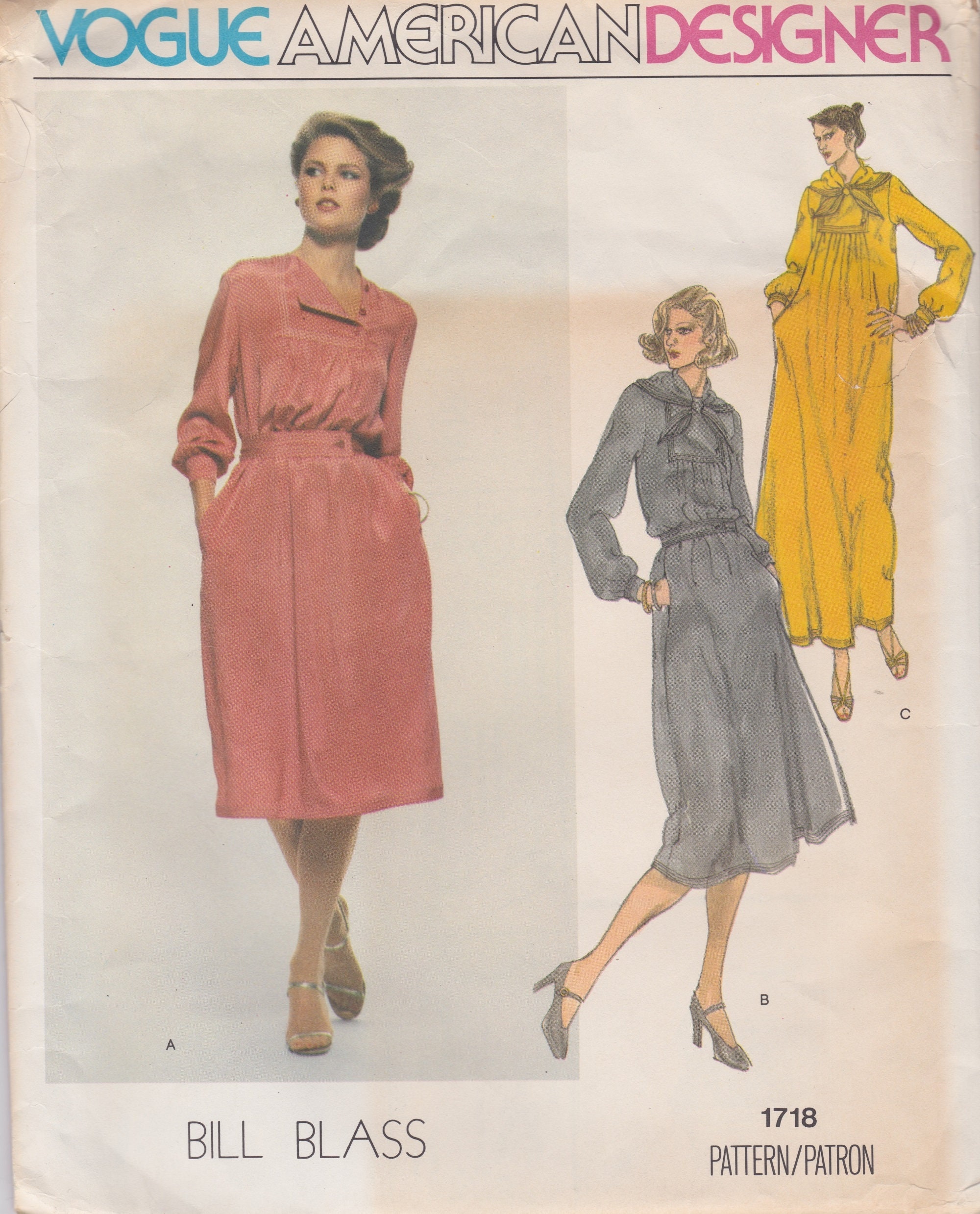 Vogue 1146  Vintage Designer Sewing Pattern By Bill Blass  Dress Gown  Size 12 Bust 34  Unused