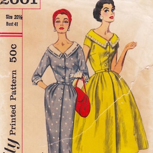 Simplicity 2001  Vintage 1950s Sewing Pattern  Dress  Bust 41  Unused