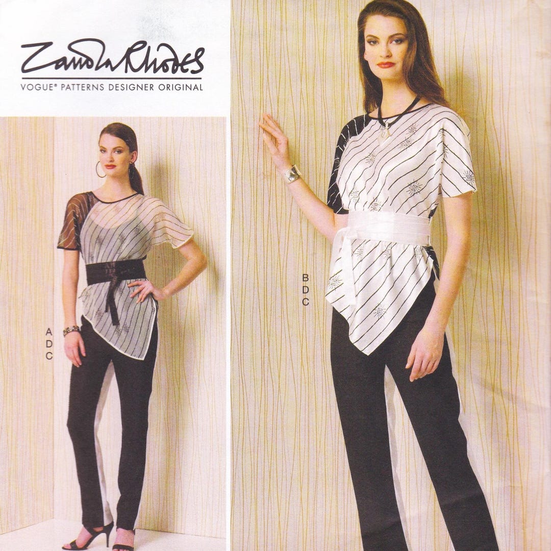 Zandra Rhodes Patterns Vogue 1508 Zandra Rhodes Sewing Pattern Trousers Pants Tunic Top Sizes ...
