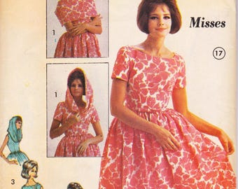 1960 年代のドレス、エプロン、ヘッド スカーフ - 34 インチ バスト