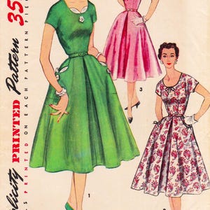 Simplicity 1080 Vintage 1950s Sewing Pattern Dress Size 14 Bust 32 - Etsy