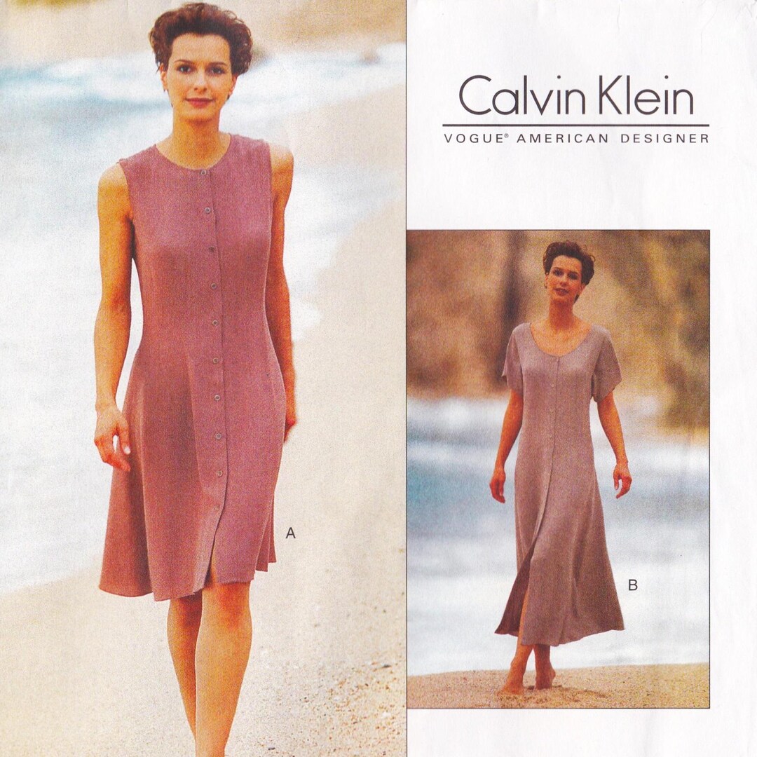 Vogue 1589, Vintage Calvin Klein Designer Sewing Pattern, Dress, Sizes ...