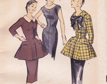 Advance 7771 Vintage 1950s Sewing Pattern Dress & Jacket Size 18 Bust 36