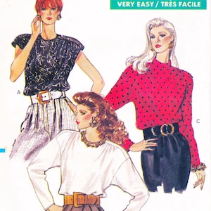 Very Easy Vogue 7415  Vintage Sewing Pattern  Blouse Shirt Top  Sizes 12 14 16  Bust 34 36 38  Unused