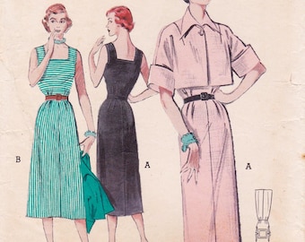 Butterick 5593, Vintage 1950s Sewing Pattern, Dress & Jacket, Size 14, Bust 33