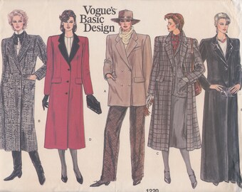 Vogue Basic Design 1220  Vintage Sewing Pattern  Coat Jacket  Size 12 Bust 34  Unused