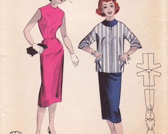 Butterick 7250, Vintage 1950s Sewing Pattern, Dress & Jacket, Size 14, Bust 32, Unused