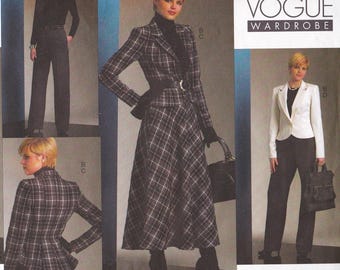 Vogue Wardrobe 1132 Sewing Pattern Jacket Vest Trousers Pants Skirt Sizes 8 - 14 Uncut