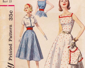 Simplicity 2445 Vintage 1950s Sewing Pattern Dress & Jacket Size 13 Bust 33 Uncut