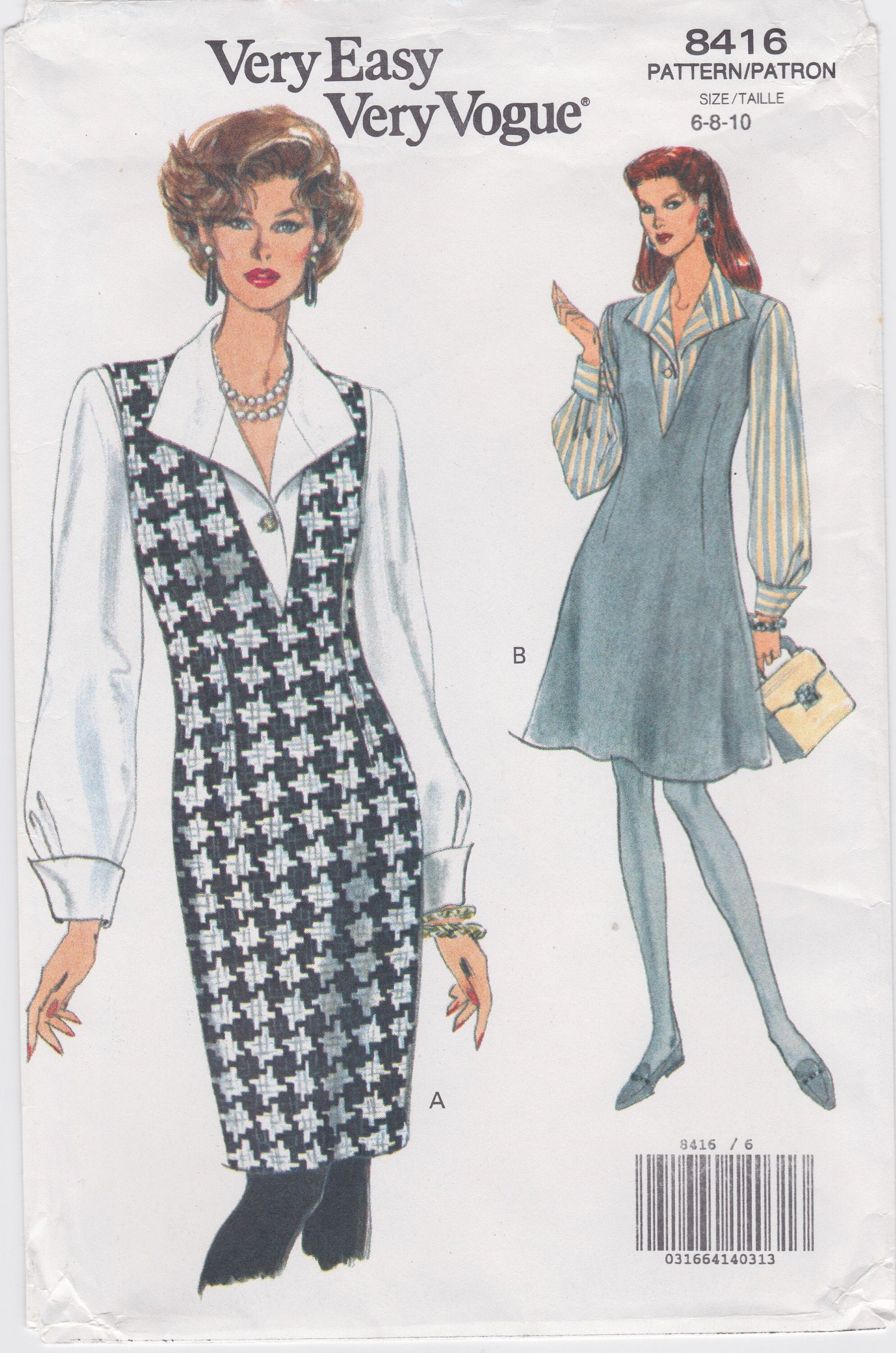 Very Easy Vogue 8416 / Vintage Sewing Pattern / Dress Jumper | Etsy