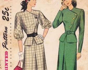 Simplicity 1770, 1940s Sewing Pattern, Skirt, Top, Two Piece Dress, Size 14, Unused