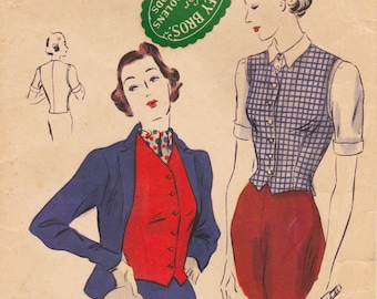 Vogue 7946, Vintage 1930s Sewing Pattern, Vest, Weskit, Size 14 Bust 32