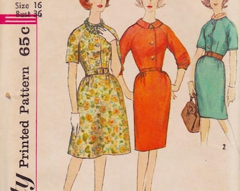 Simplicity 4608, Vintage 1960s Sewing Pattern, Raglan Sleeve Dress, Size 16, Bust 36, Unused