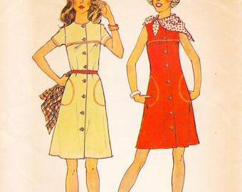 Simplicity 6879, Vintage Sewing Pattern, Dress & Scarf, Size 12 Bust 34 Unused