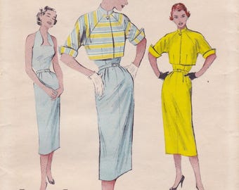 Butterick 6493, Vintage 1950s Sewing Pattern, Halter Dress & Bolero Jacket, Size 12, Bust 30