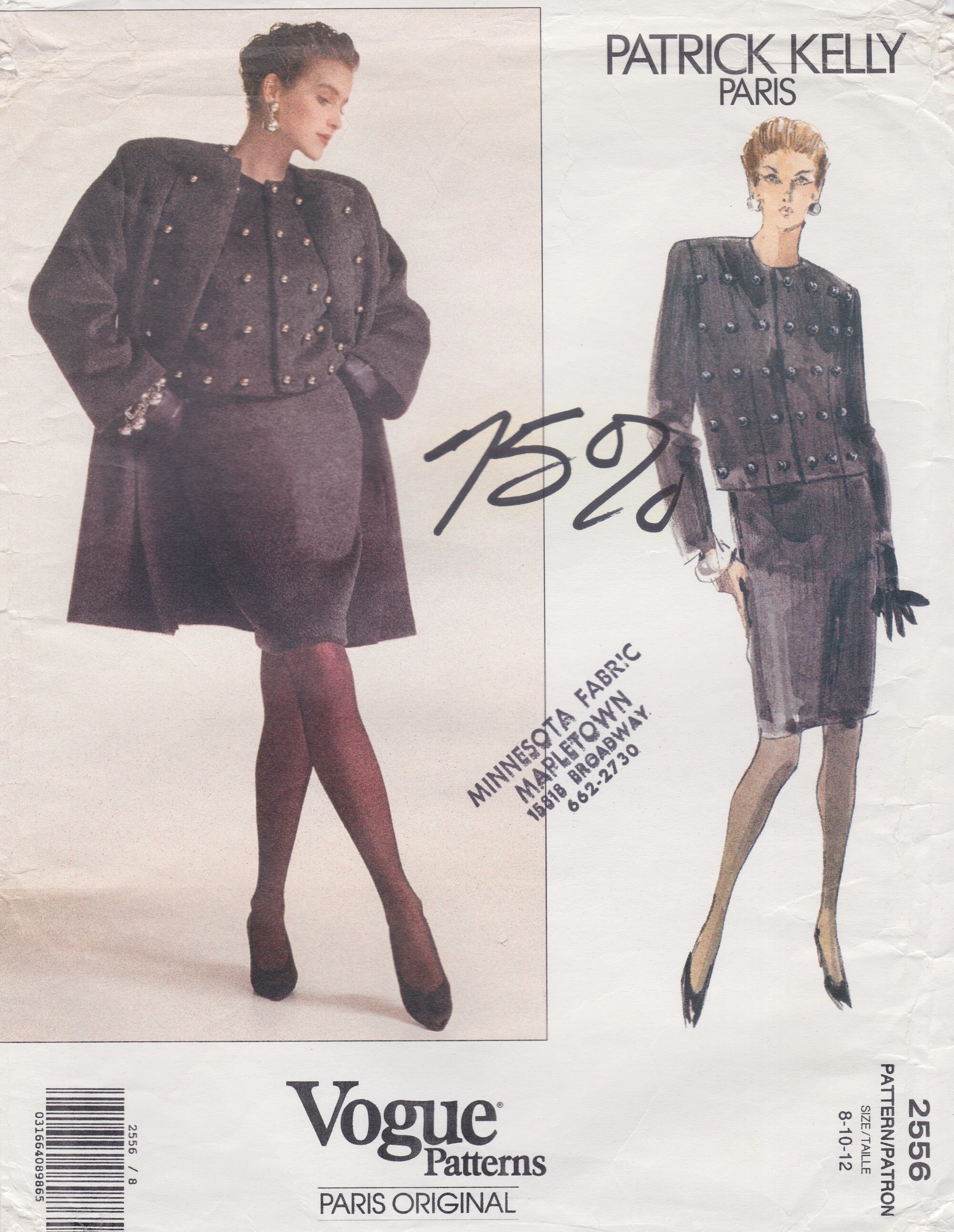 Patterns Vogue Paris Original 2556 Coat Jacket Skirt Unused Vintage