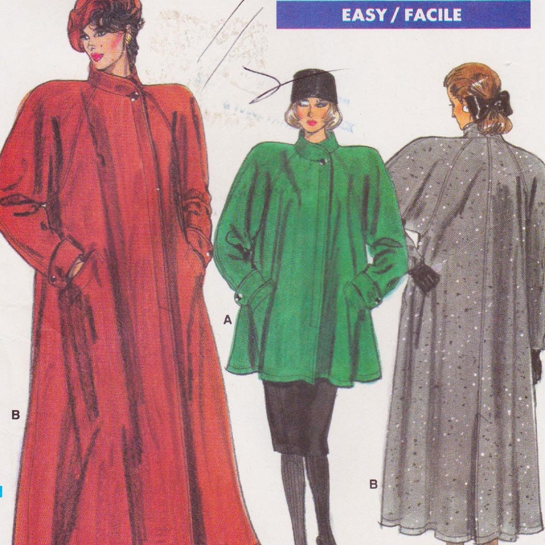 Vogue 7024 Vintage Sewing Pattern Raglan Sleeve Coat Jacket Sizes P S M ...